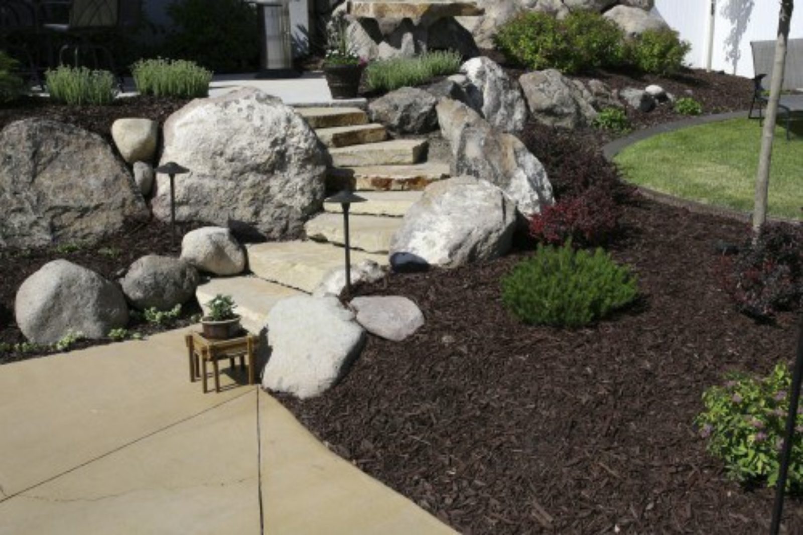 front yard boulder landscape design